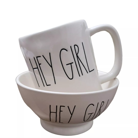 Rae Dunn Hey Girl Mug And Hey Girl Bowl Set - Picture 1 of 10